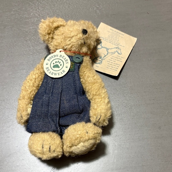 Boyds Bears Other - Boyds Bears Tan Teddy with Blue Overalls